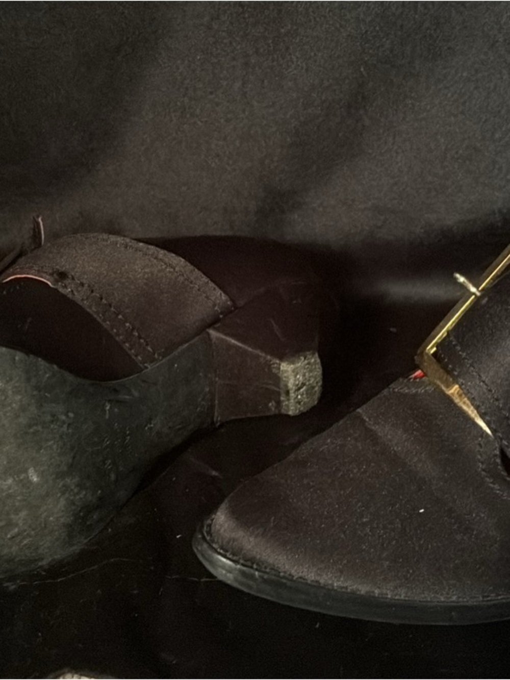 Kat Von D Black Suede Flats with Gold Buckle